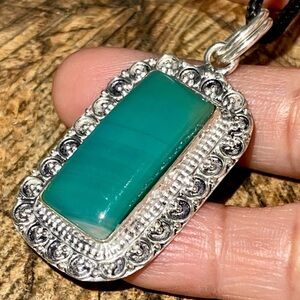Rectangular Green Botswana Pendant 2”